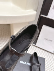 CHANEL 26S MARY JANE FLATS IN BLACK LAMBSKIN WITH  CC LOGO