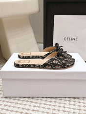 DIOR 26S FLAT SANDAL IN BLACK DIOR OBLIQUE JACQUARD WITH BOW