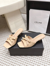 CHANEL 26S SQUARE TOE HIGH HEEL SANDALS IN BEIGE CALFSKIN