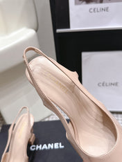 CHANEL 26S HIGH HEEL SLINGBACKS 80 MM IN BEIGE PATENT