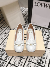 VALENTINO 26S QUILTED BALLET FLATS IN CREAM WHITE LAMBSKIN