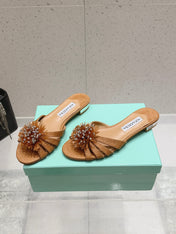 AQUAZZURA 26S SANDALS IN BROWN WOVEN RAFFIA