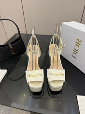 DIOR 26S HIGH HEEL SANDALS 120 MM IN WHITE SATIN