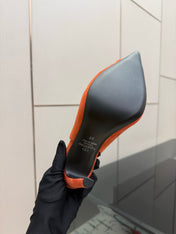 VALENTINO 26S POINTED-TOE SLINGBACKS IN ORANGE SUEDE