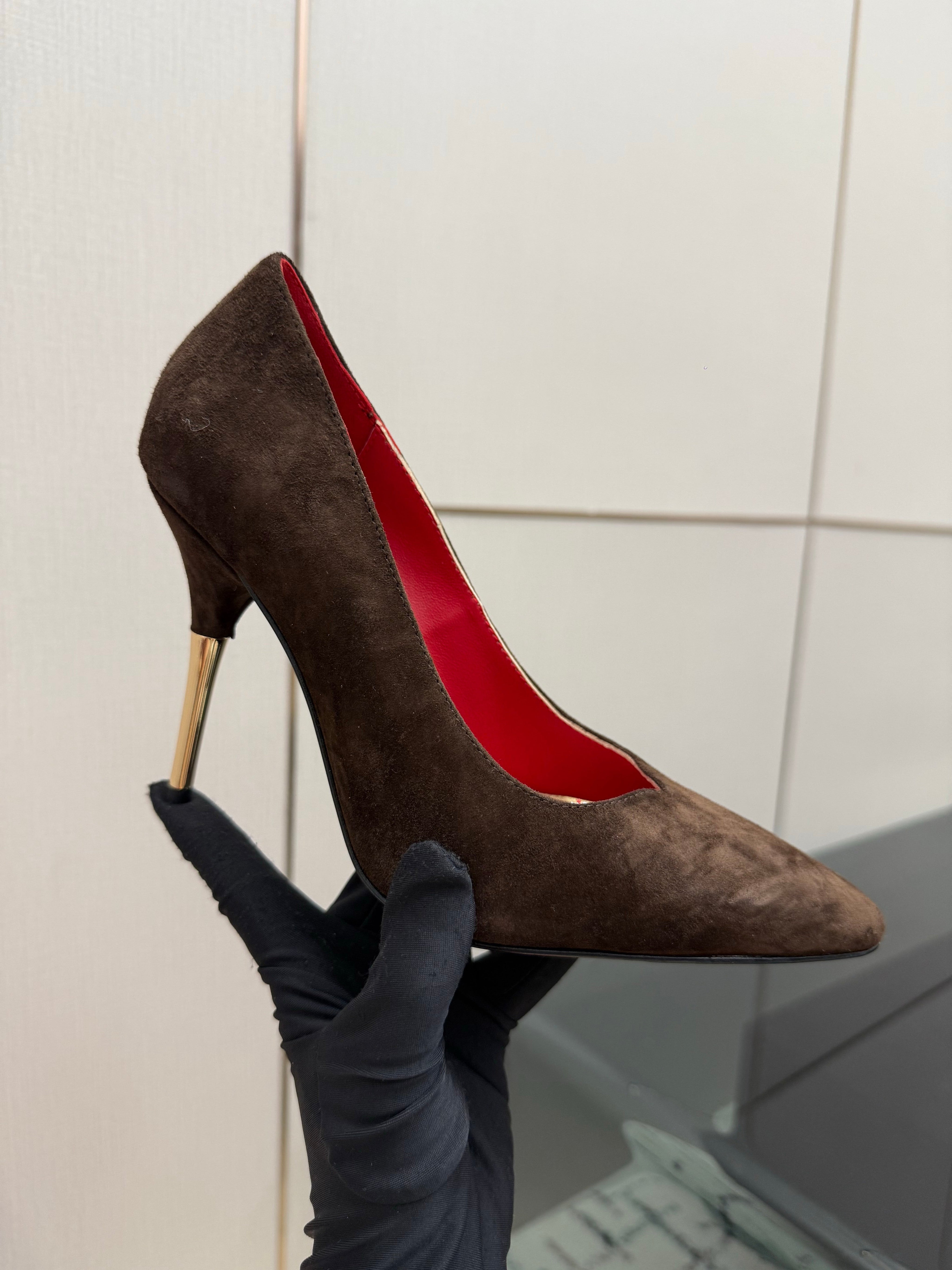 VALENTINO 26S HIGH HEELS 100 MM IN DARK BROWN SUEDE