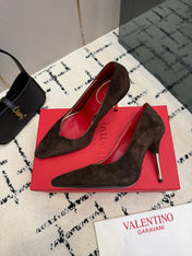 VALENTINO 26S HIGH HEELS 100 MM IN DARK BROWN SUEDE