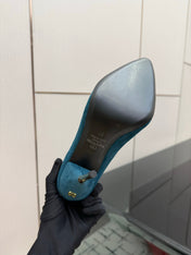 VALENTINO 26S HIGH HEELS 100 MM IN DEEP TEAL BLUE SUEDE