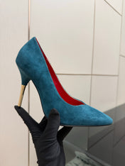 VALENTINO 26S HIGH HEELS 100 MM IN DEEP TEAL BLUE SUEDE