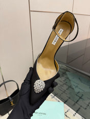 AQUAZZURA 26S POINTED-TOE PUMPS 105 MM IN BLACK SATIN