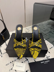 YSL 26S HIGH HEEL 100 MM IN YELLOW SNAKE PRINT SNAKESKIN
