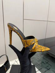 YSL 26S HIGH HEEL 100 MM IN ORANGE SNAKE PRINT SNAKESKIN