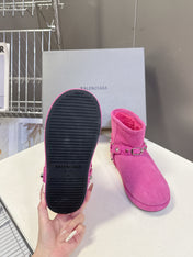 BALENCIAGA 25S ALASKA ANKLE BOOTS IN PINK SUEDE AND LAMBSKIN