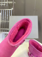 BALENCIAGA 25S ALASKA ANKLE BOOTS IN PINK SUEDE AND LAMBSKIN