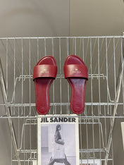 CELINE 26S FLAT SLIDES IN BURGUNDY RED LAMBSKIN