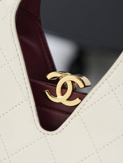 CHANEL 26S SHOPPING BAG MEDIUM 23 IN IVORY WHITE LAMBSKIN GOLD HARDWARE