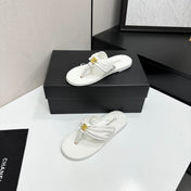 CHANEL 26S THONG SANDALS IN WHITE LAMBSKIN
