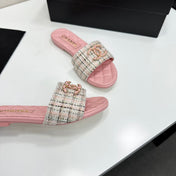 CHANEL 26S SANDALS IN PINK LAMBSKIN AND WHITE TWEED