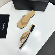 CHANEL 26S THONG SANDALS IN BEIGE LAMBSKIN