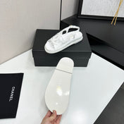 CHANEL 26S FLAT SANDALS IN WHITE LAMBSKIN