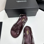 CHANEL 26S FLAT SANDALS IN BURGUNDY LAMBSKIN