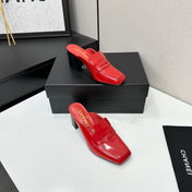 CHANEL 26S MULE PUMPS IN DARK RED PATENT CALFSKIN