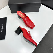 CHANEL 26S MULE PUMPS IN DARK RED PATENT CALFSKIN