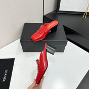 CHANEL 26S MULE PUMPS IN DARK RED PATENT CALFSKIN