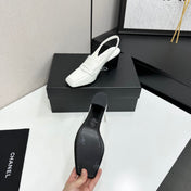 CHANEL 26S SLINGBACK LOAFER PUMPS IN WHITE PATENT CALFSKIN