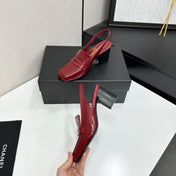 CHANEL 26S SLINGBACK LOAFER PUMPS IN DARK RED PATENT CALFSKIN