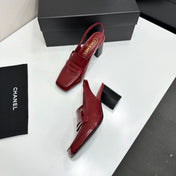 CHANEL 26S SLINGBACK LOAFER PUMPS IN DARK RED PATENT CALFSKIN