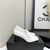 CHANEL 26S LOAFER PUMPS IN WHITE SHINY CALFSKIN