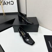 CHANEL 26S LOAFER PUMPS IN BLACK PATENT CALFSKIN