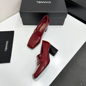 CHANEL 26S LOAFER PUMPS IN DARK RED PATENT CALFSKIN
