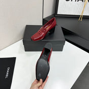 CHANEL 26S LOAFER PUMPS IN DARK RED PATENT CALFSKIN