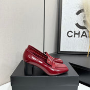 CHANEL 26S LOAFER PUMPS IN DARK RED PATENT CALFSKIN
