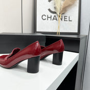 CHANEL 26S LOAFER PUMPS IN DARK RED PATENT CALFSKIN