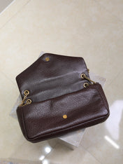 YSL 25S CALYPSO 30 IN DARK CHOCOLATE GRAINED CALFSKIN GOLD HARDWRE