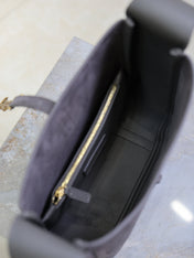 YSL 25S LE 5 À 7 SUPPLE SMALL 23 IN DARK GRAY SUEDE GOLD HARDWRE
