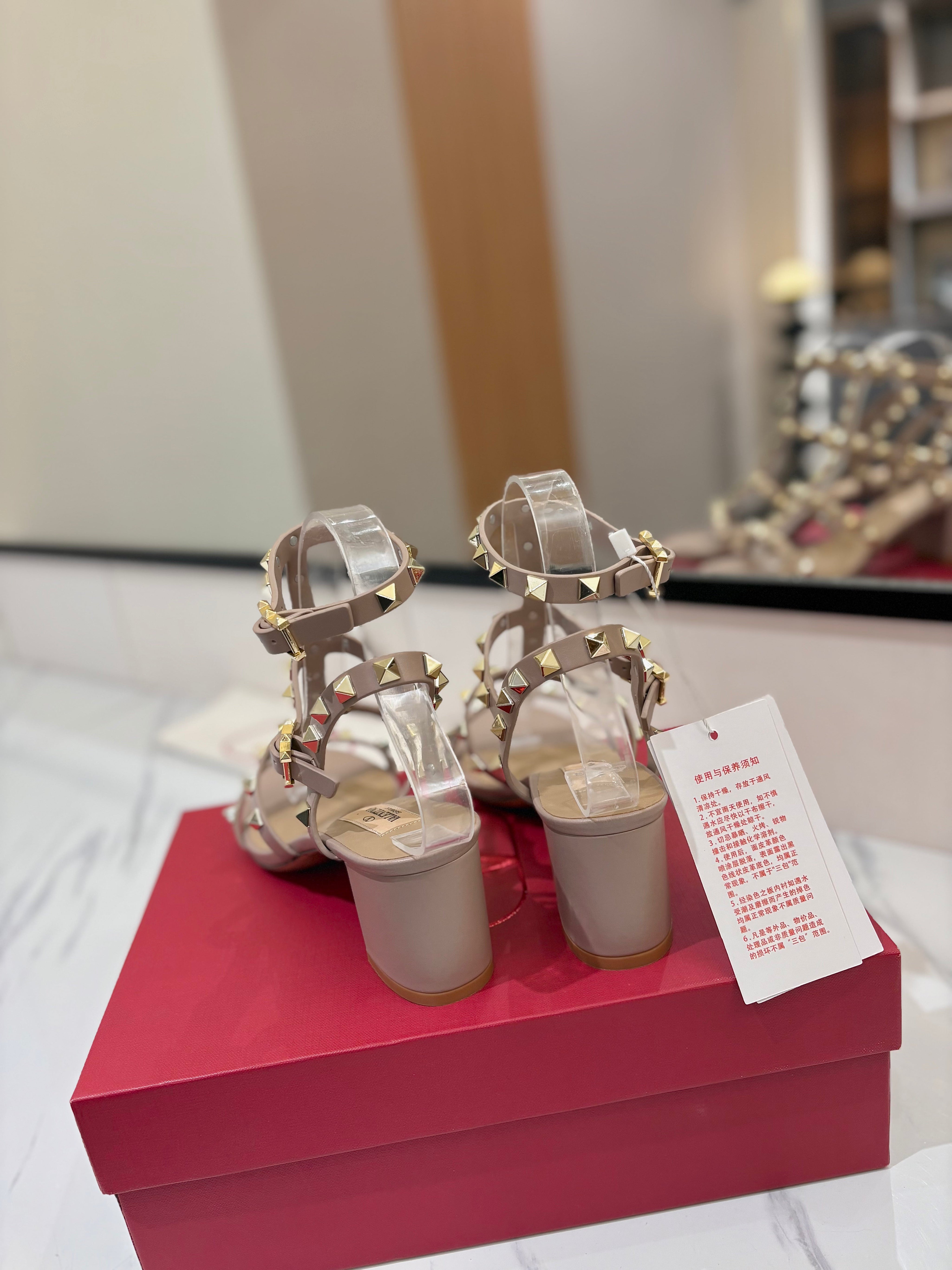 VALENTINO 26S STUDDED HIGH HEEL SANDALS 65 MM IN NUDE CALFSKIN