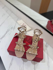 VALENTINO 26S STUDDED HIGH HEEL SANDALS 65 MM IN NUDE CALFSKIN