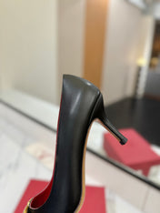 VALENTINO 26S HIGH HEELS 75 MM IN BLACK SMOOTH CALFSKIN WITH GOLD HARDWARE