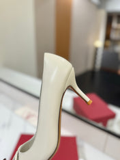 VALENTINO 26S HIGH HEELS 75 MM IN CREAM WHITE SMOOTH CALFSKIN