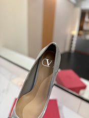 VALENTINO 26S HIGH HEELS 75 MM IN GREY PATENT CALFSKIN