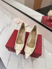 VALENTINO 26S HIGH HEELS 75 MM IN CREAM WHITE PATENT CALFSKIN