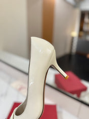 VALENTINO 26S HIGH HEELS 75 MM IN CREAM WHITE PATENT CALFSKIN