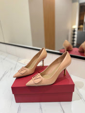 VALENTINO 26S HIGH HEELS 75 MM IN NUDE PATENT CALFSKIN