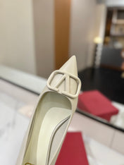 VALENTINO 26S HIGH HEELS 45 MM IN CREAM WHITE SMOOTH CALFSKIN