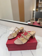 VALENTINO 26S HEELED SANDALS 60 MM IN NUDE CALFSKIN WITH GOLD STUDS