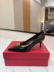 VALENTINO 26S POINTED-TOE PUMPS 65 MM IN BLACK PATENT CALFSKIN