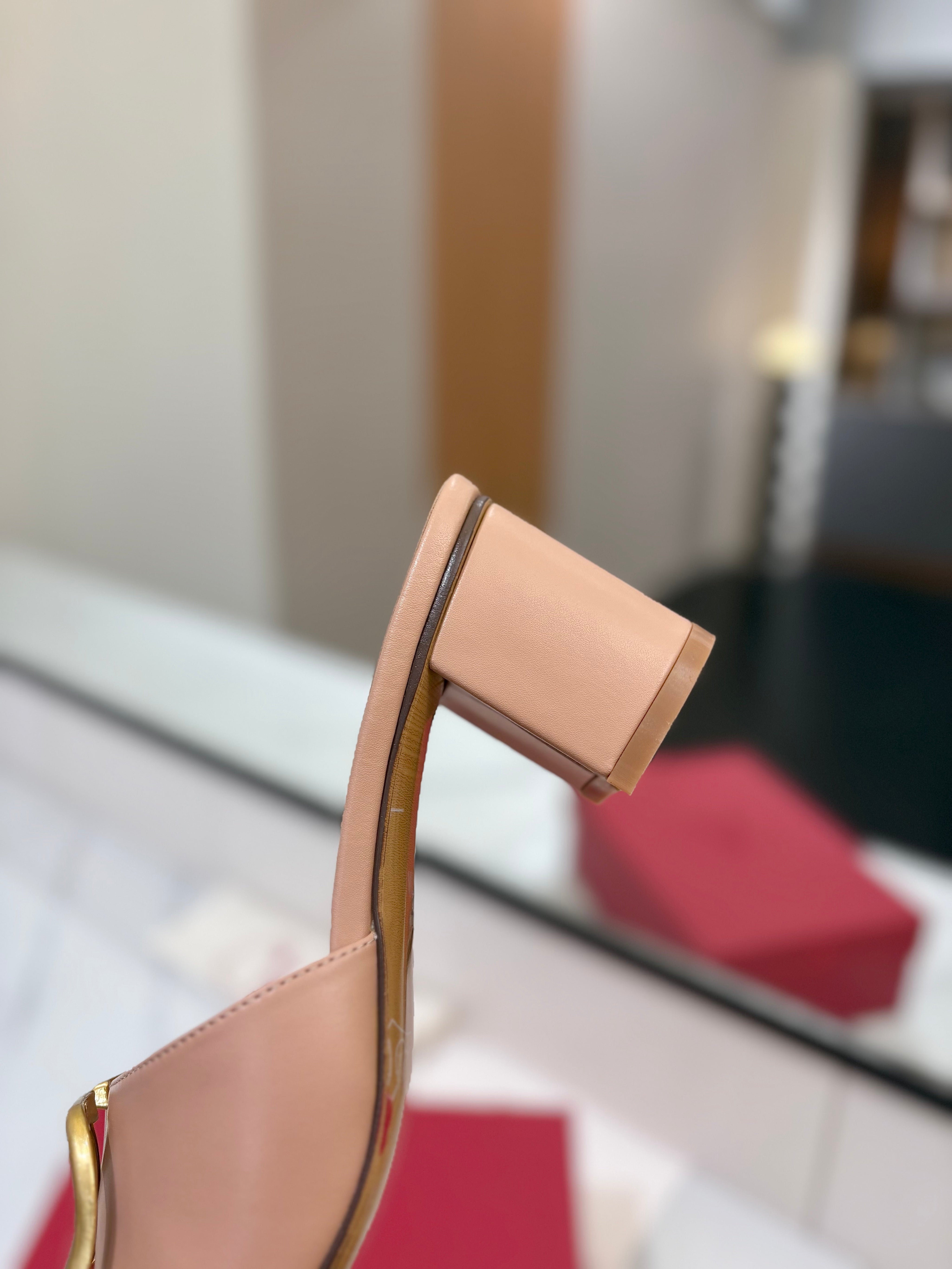 VALENTINO 26S HIGH-HEEL SANDALS 60 MM IN NUDE PINK CALFSKIN WITH GOLD HARDWARE